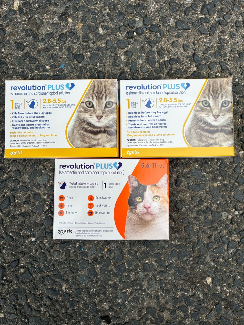 Revolution PLUS Topical Cat Treatment BUNDLE 2.8-5.5 lbs and 5.6-11 lbs 3 pack